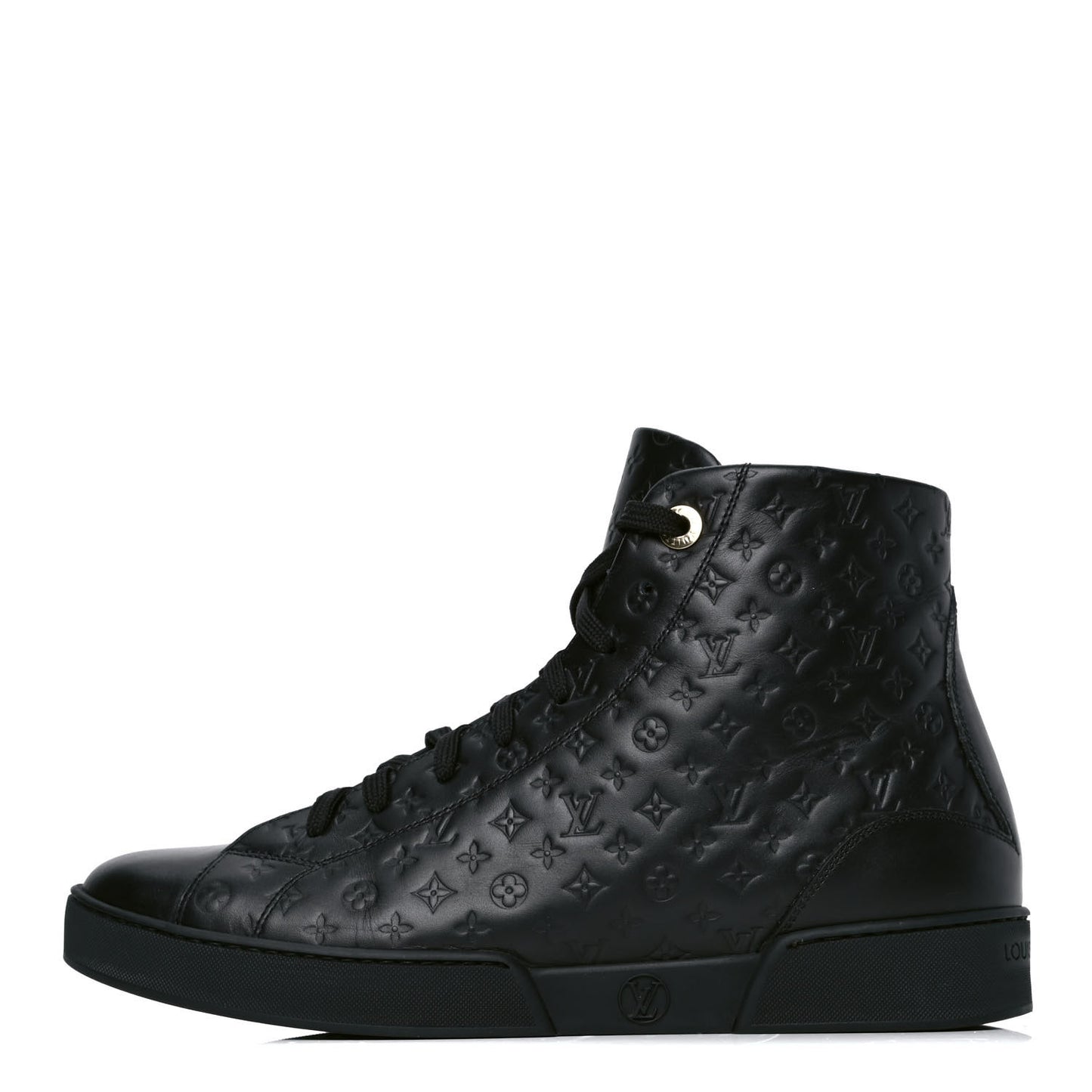 Calfskin Embossed Monogram High Top Sneakers 39 Black