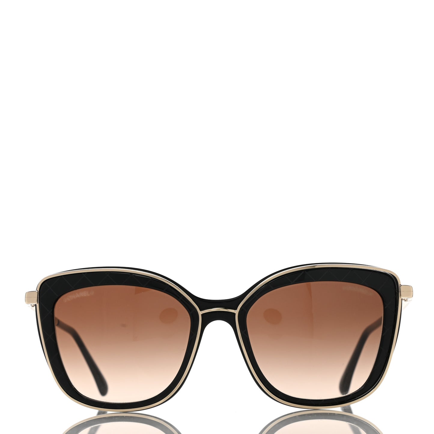 Acetate Quilted Metal Butterfly Sunglasses 4238-A Black