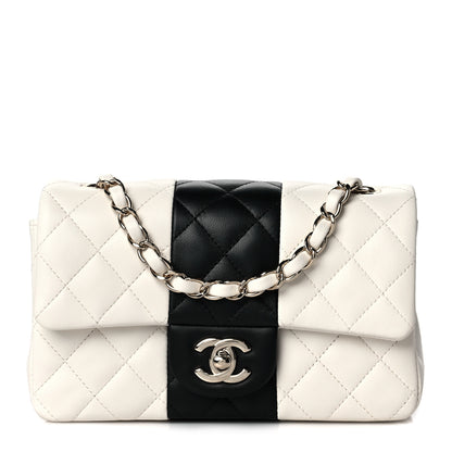 Chanel Lambskin Quilted Mini Rectangular Flap White Black 1 of 10