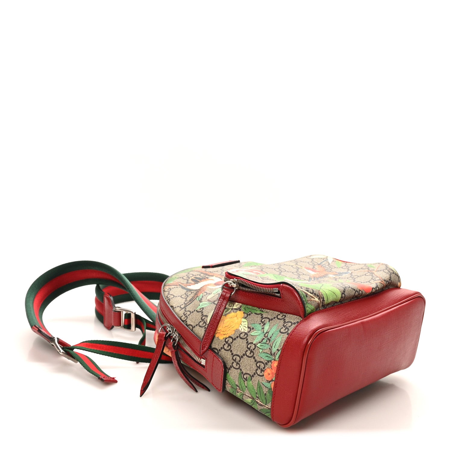 Gucci GG Supreme Monogram Tian Web Small Day Backpack Beige Multicolor Red 4 of 10