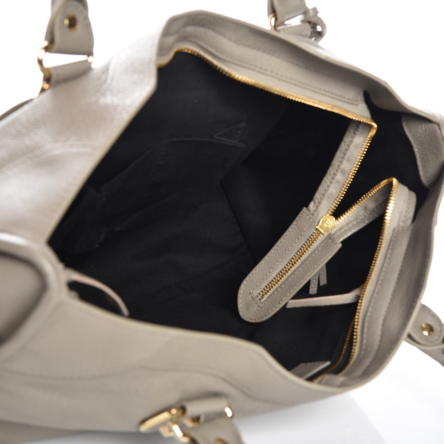 Chevre Gold Metallic Edge Hardware City Gris Taupe