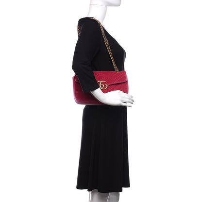 Gucci Velvet Matelasse Small GG Marmont Shoulder Bag Light Raspberry Rose 3 of 11