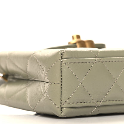 Chanel Shiny Aged Calfskin Quilted Mini Nano Kelly Shopper Khaki 9 of 11