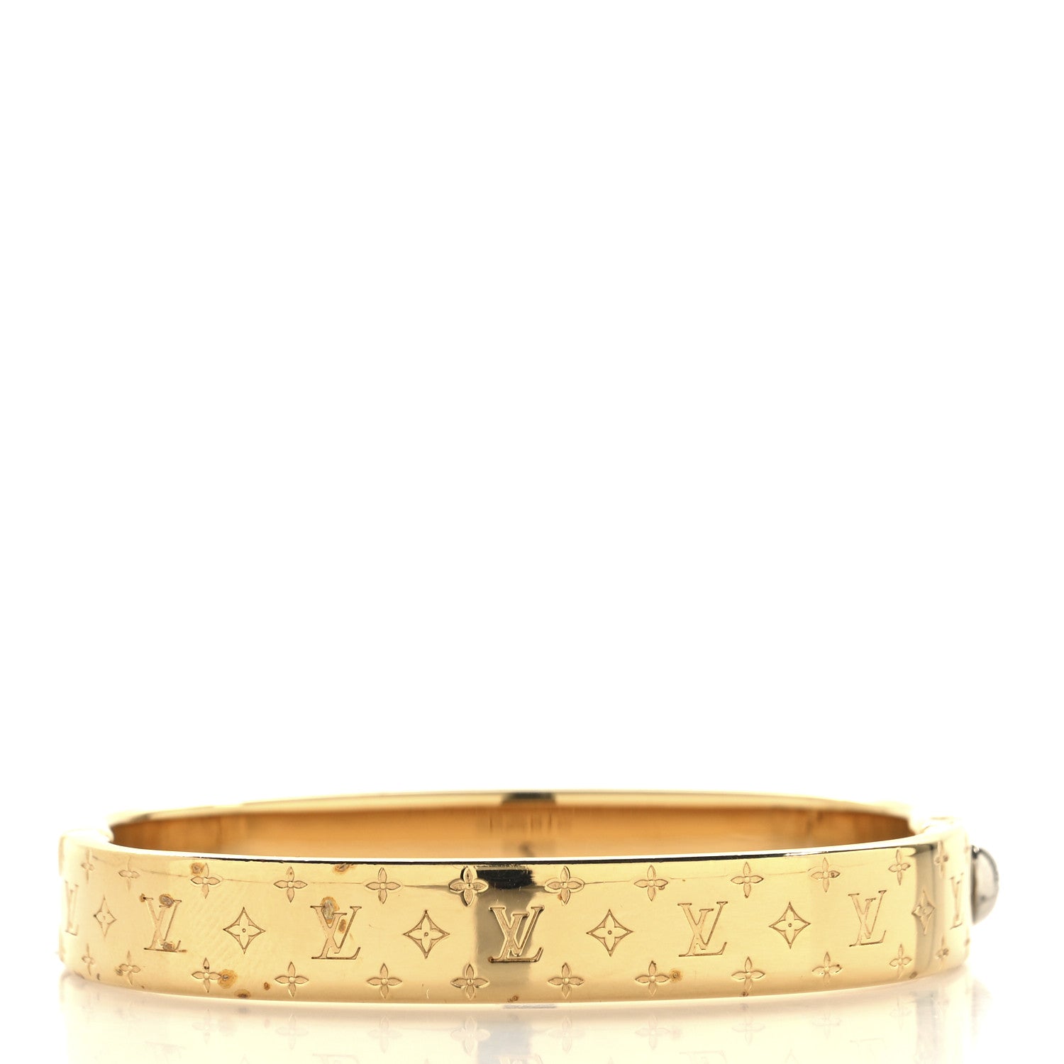 Louis Vuitton Brass Monogram Nanogram Cuff S Gold 3 of 6
