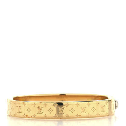 Louis Vuitton Brass Monogram Nanogram Cuff S Gold 3 of 6