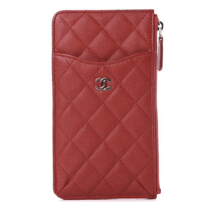 Chanel Caviar Quilted Classic Flat Wallet Pouch Red 1 of 7