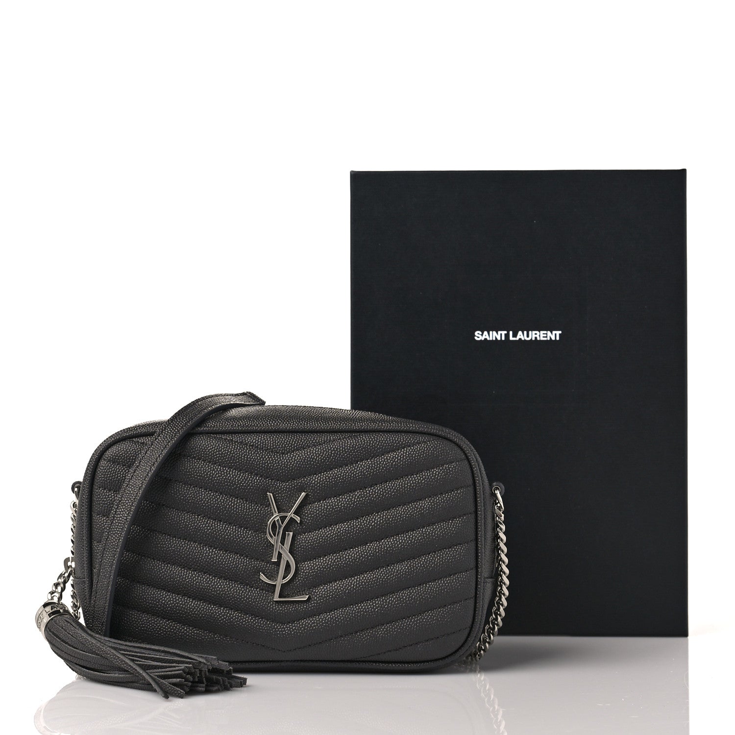 Saint Laurent Grain De Poudre Matelasse Monogram Mini Lou Camera Bag Asphalt 10 of 10