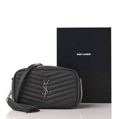 Saint Laurent Grain De Poudre Matelasse Monogram Mini Lou Camera Bag Asphalt 10 of 10