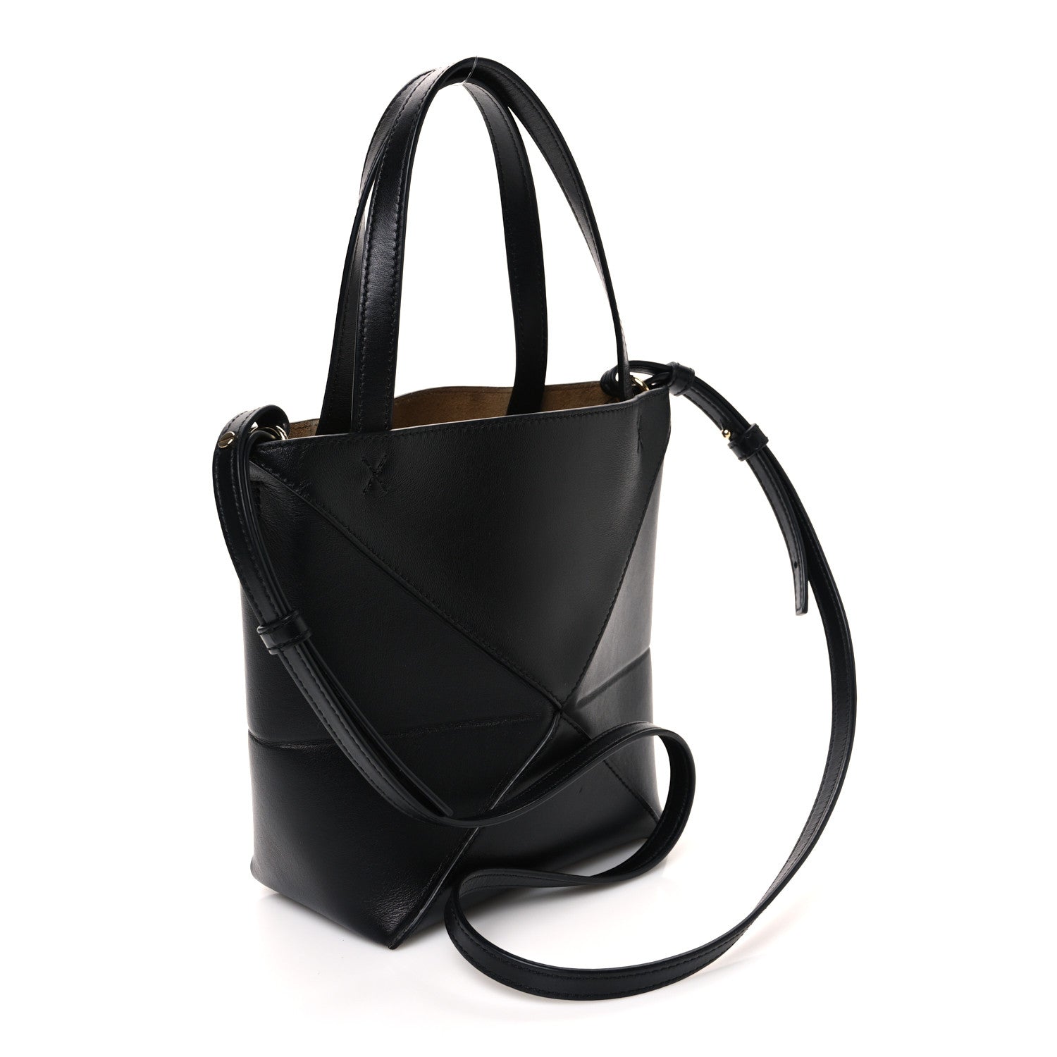 Loewe Shiny Calfskin Mini Puzzle Fold Tote Black 3 of 11