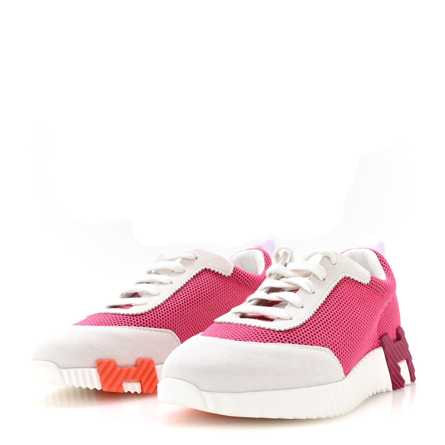 Air Mesh Suede Goatskin Bouncing Sneakers 38.5 Rose Vinicunca White