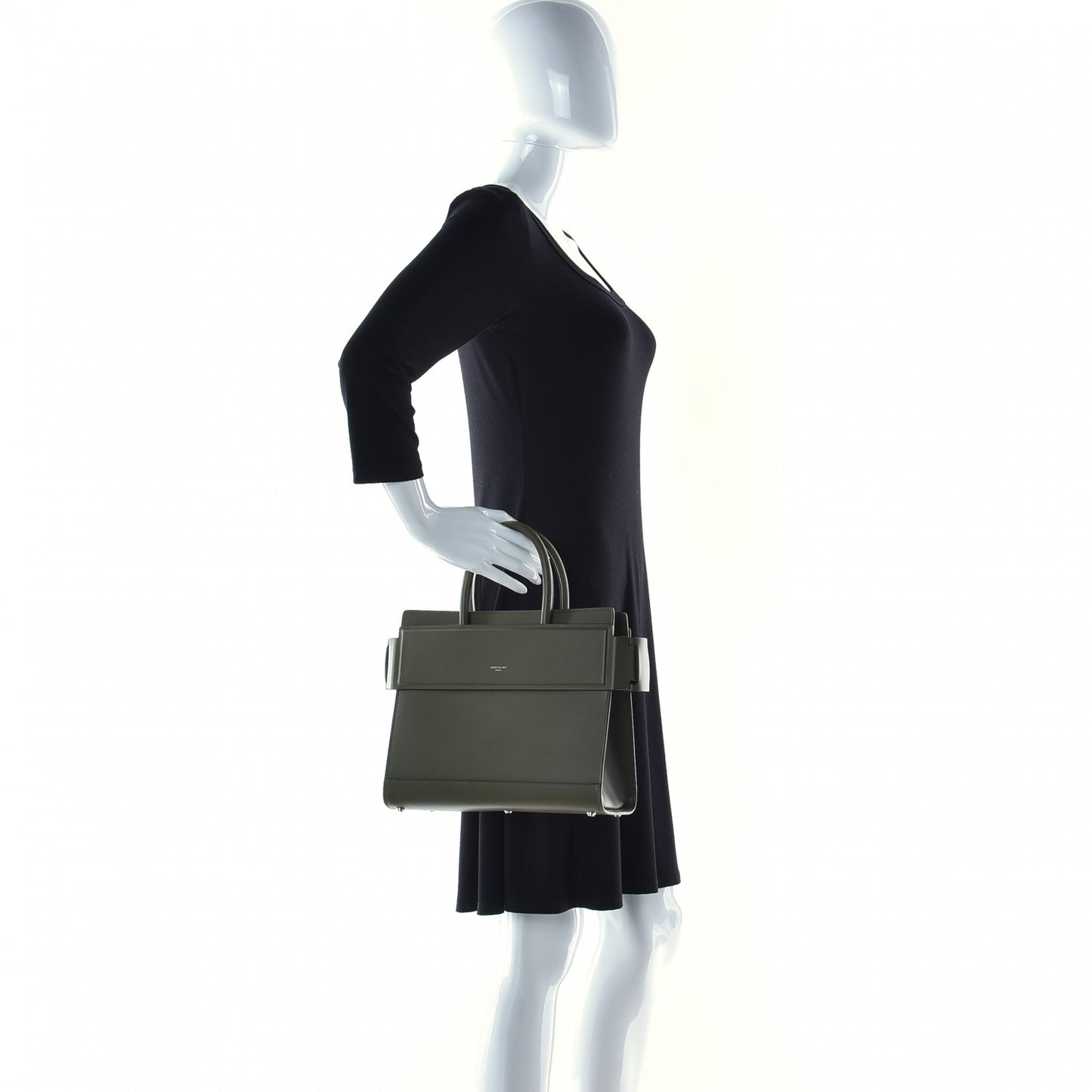 Smooth Calfskin Small Horizon Satchel Khaki