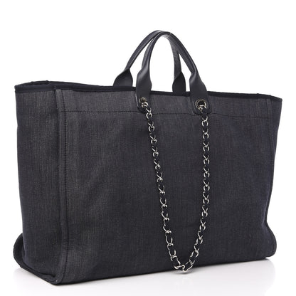Chanel Denim Extra Large Deauville Tote Dark Blue 2 of 12