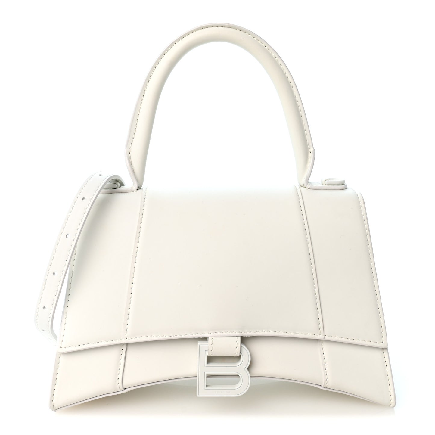 Matte Gummy Calfskin Small Hourglass Top Handle Bag Optic White