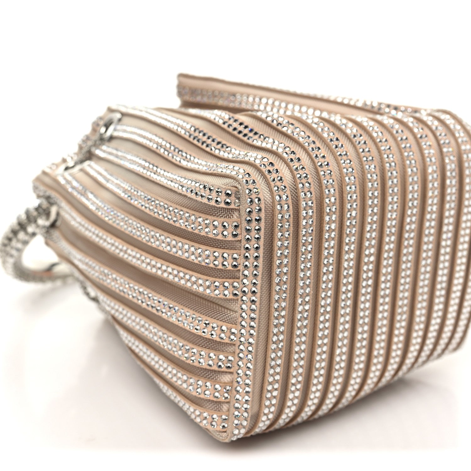 Jimmy Choo Suede Mesh Crystal Embellished Stripe Bon Bon Bucket Bag Macaron Mix 9 of 10
