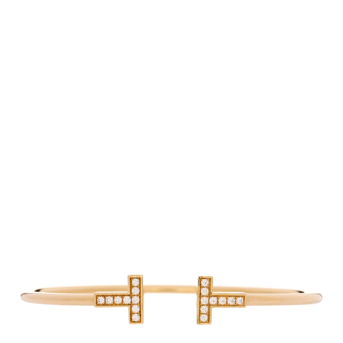 18K Yellow Gold Diamond T Wire Bracelet