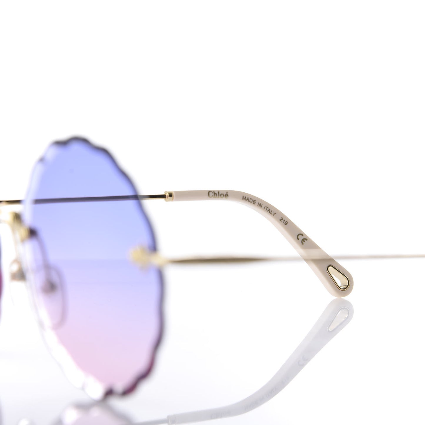 Rosie Bevelled Round Sunglasses CE142S Gold Gradient Pink