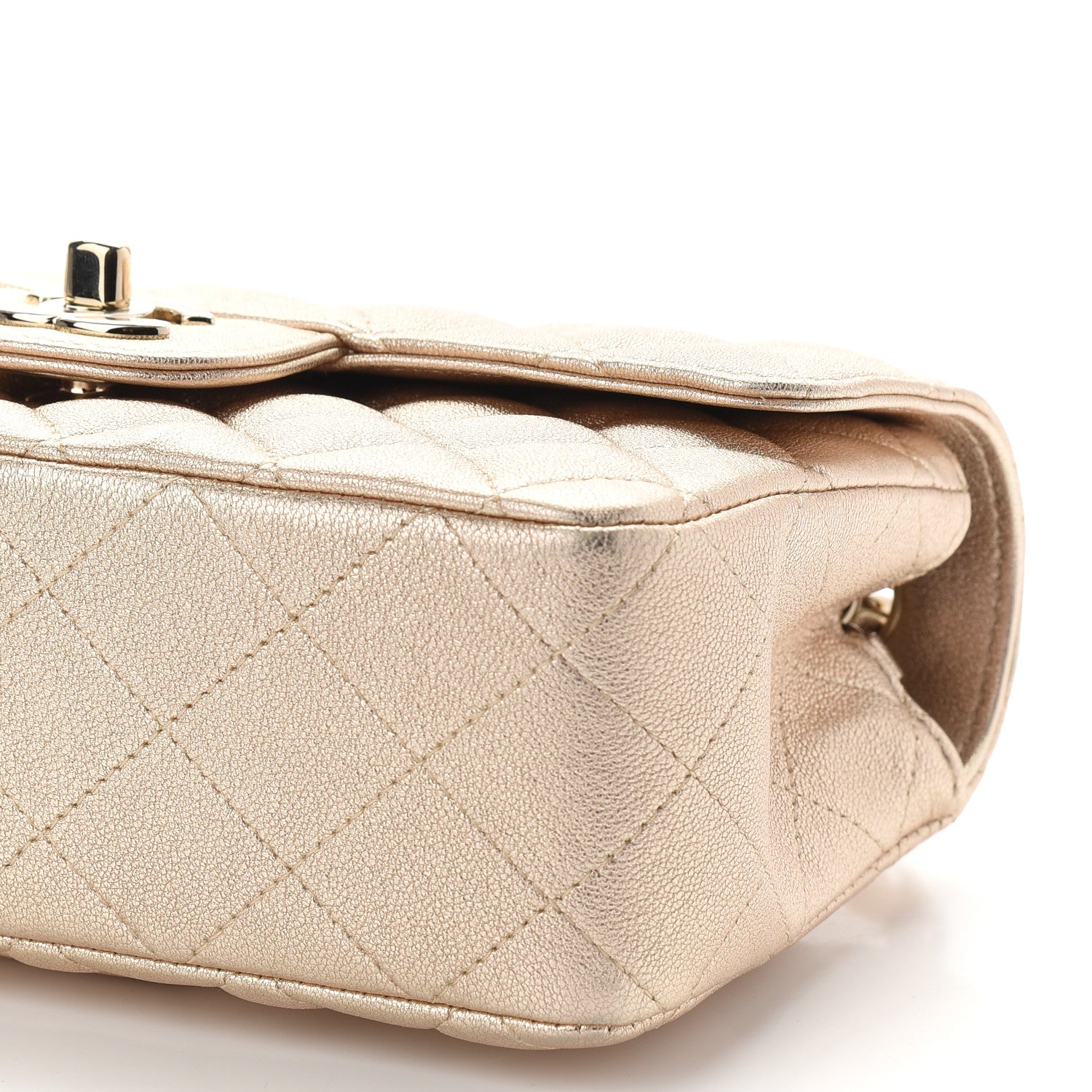 Chanel Metallic Lambskin Quilted Mini Rectangular Flap Gold 9 of 9