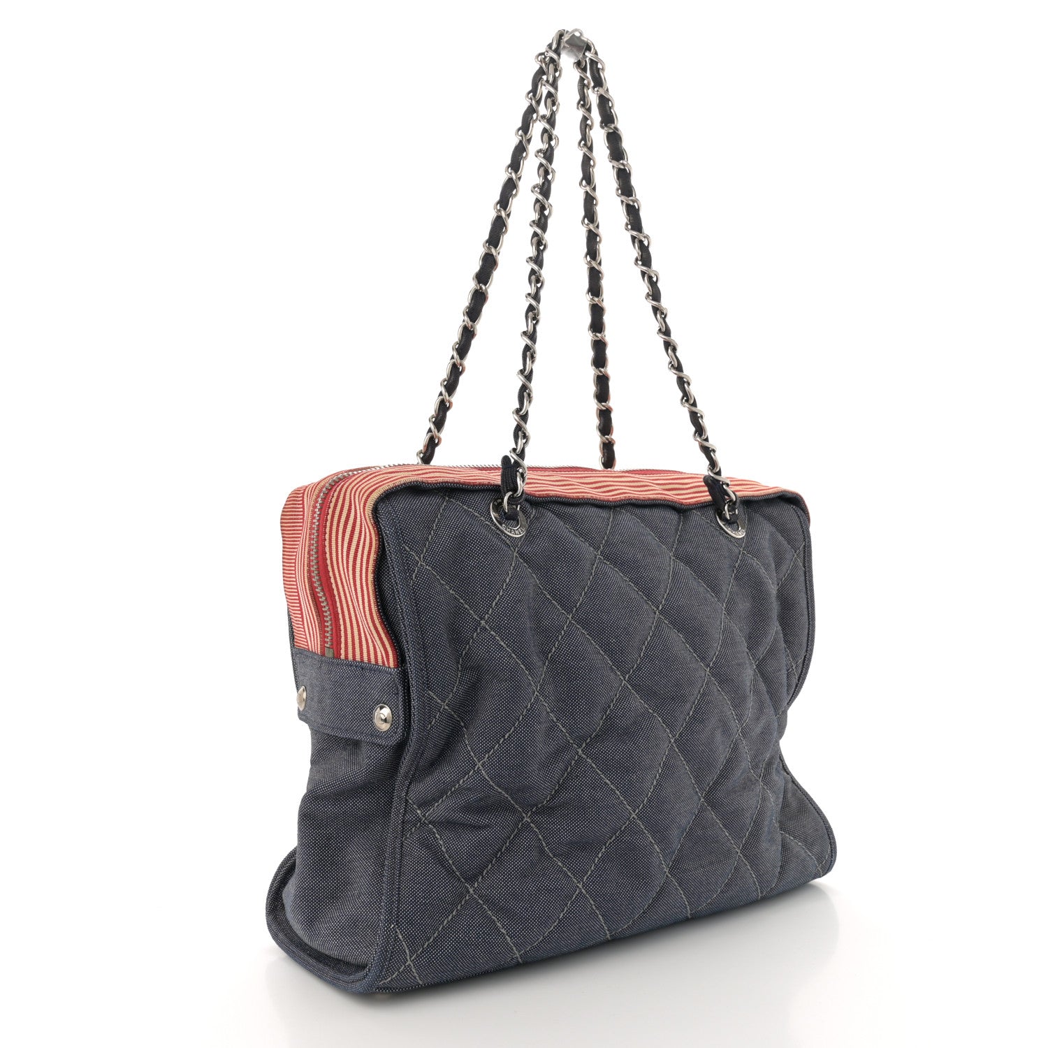 Chanel Denim Quilted CC Tote Bag Blue 3 of 14
