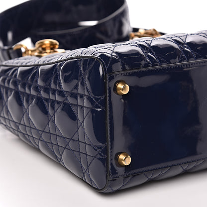 Christian Dior Patent Cannage Medium Lady Dior Navy Blue 8 of 10