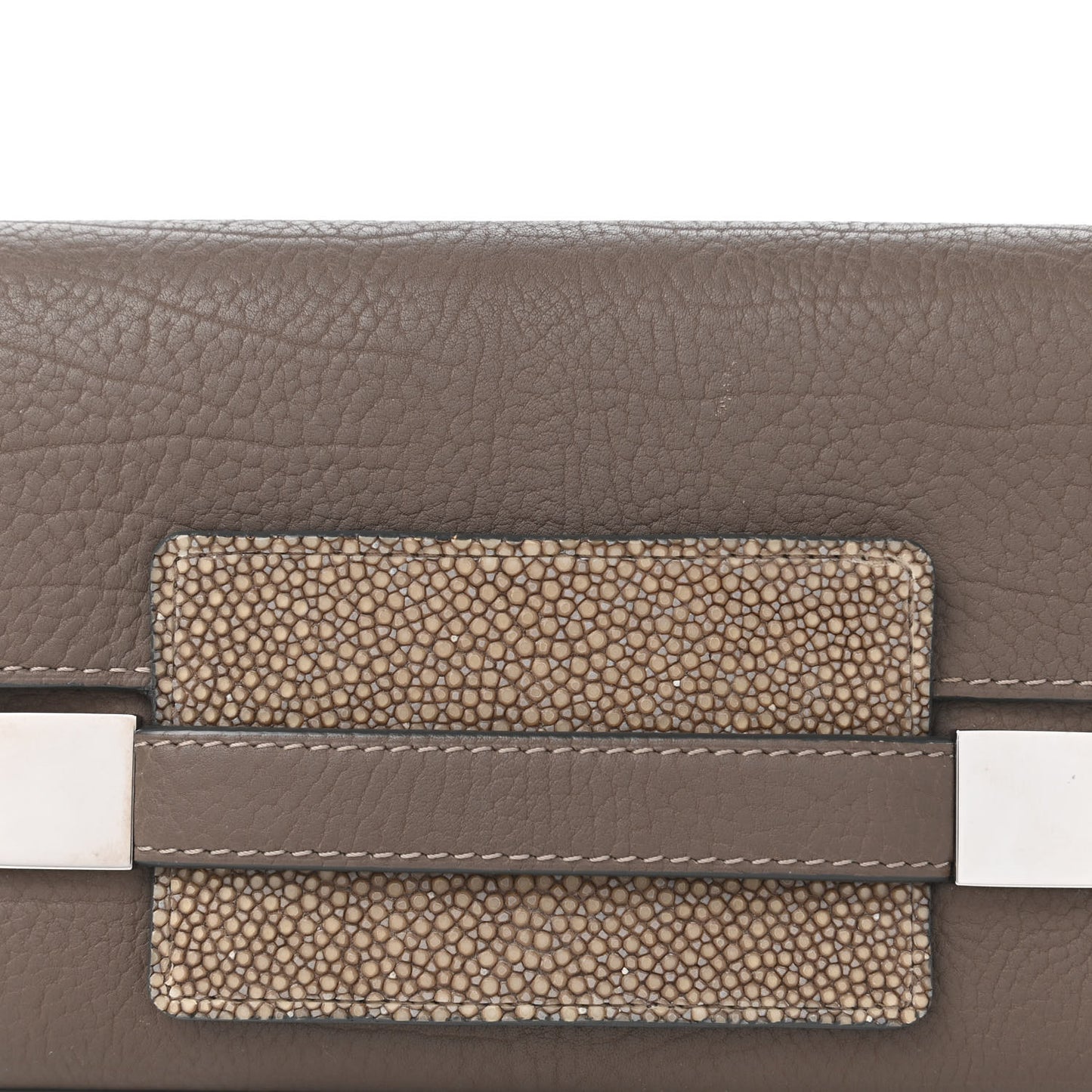 Calfskin Galuchat Long Madame Polo Clutch Tourterelle