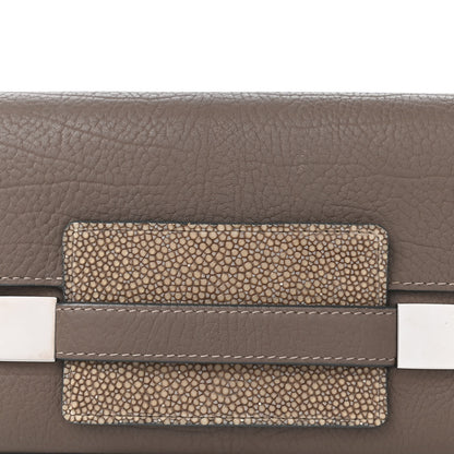 Delvaux Calfskin Galuchat Long Madame Polo Clutch Tourterelle 9 of 11