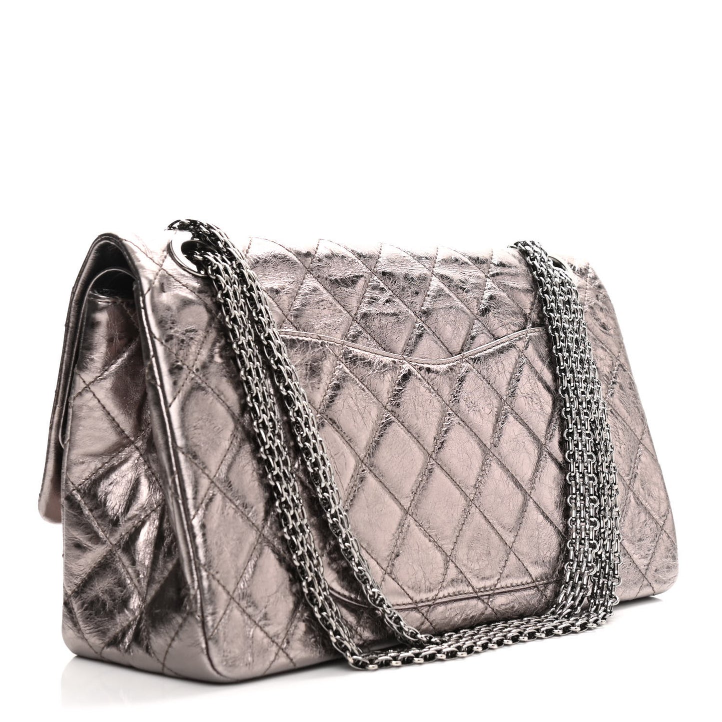 Metallic Aged Calfskin Quilted 2.55 Reissue 228 Flap Pewter
