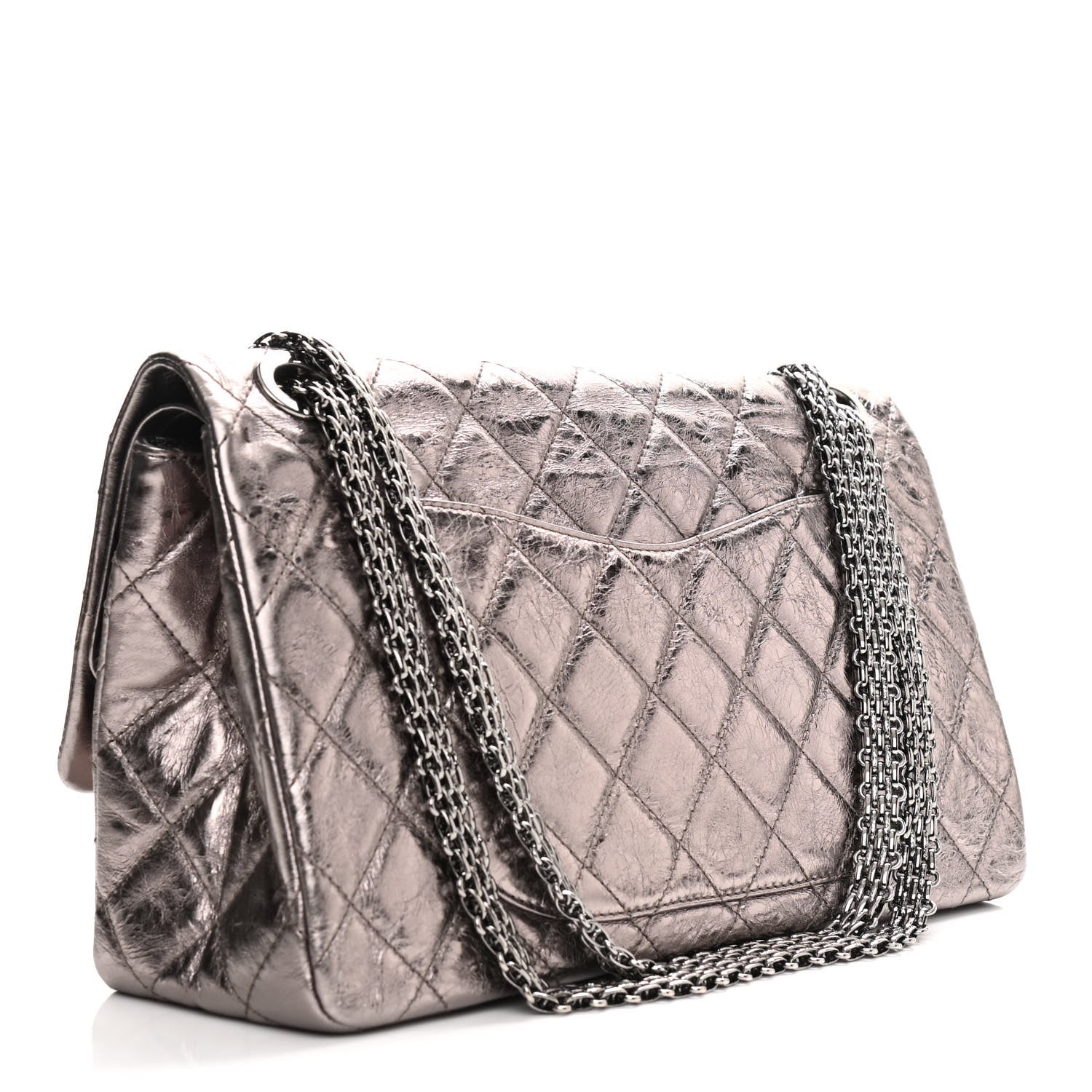 Chanel Metallic Aged Calfskin Quilted 2.55 Reissue 228 Flap Pewter 3 of 11