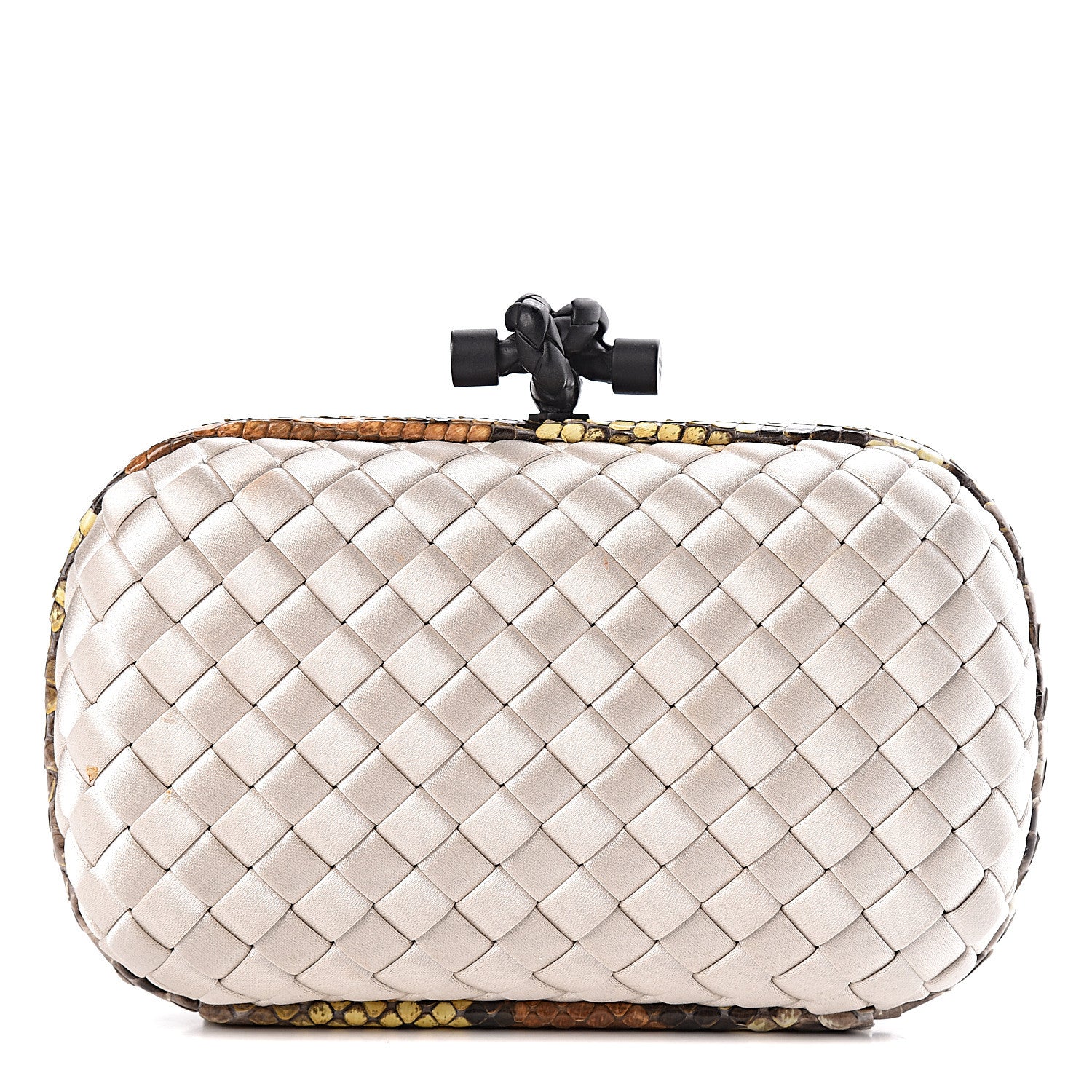 Bottega Veneta Satin Intreccio Impero Ayers Knot Clutch Ivory 1 of 10