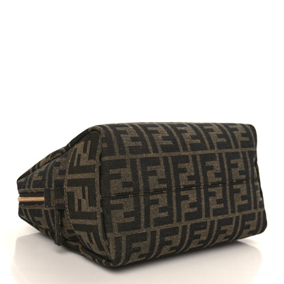Fendi Fabric Jacquard FF 1974 Medium Trapezoid Beauty Pouch Tobacco Moro Black 4 of 9