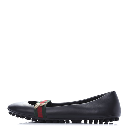 Gucci Calfskin Bayadere Bee Ballerina Flats 39 Black 1 of 12