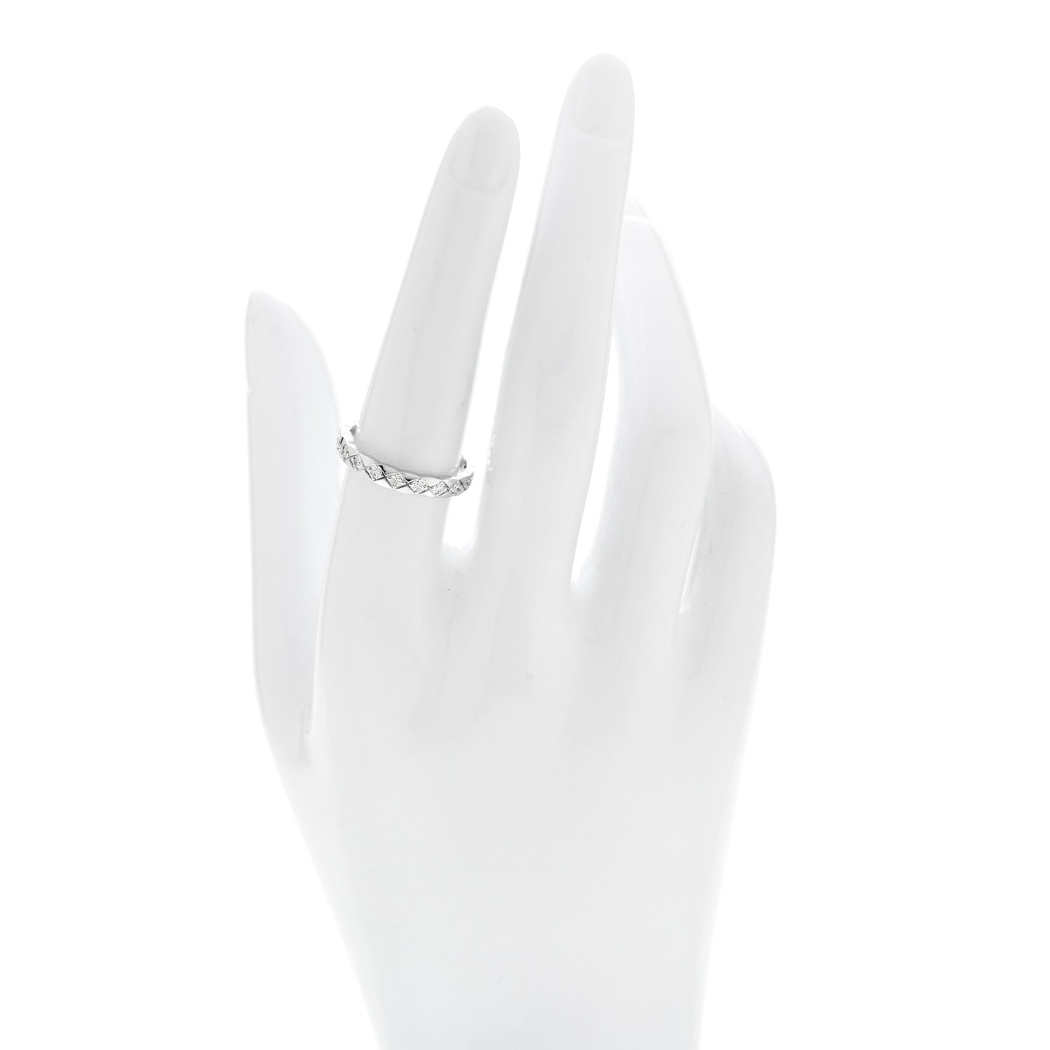 Chanel 18K White Gold Diamond Mini Coco Crush Ring 55 7.25 2 of 5