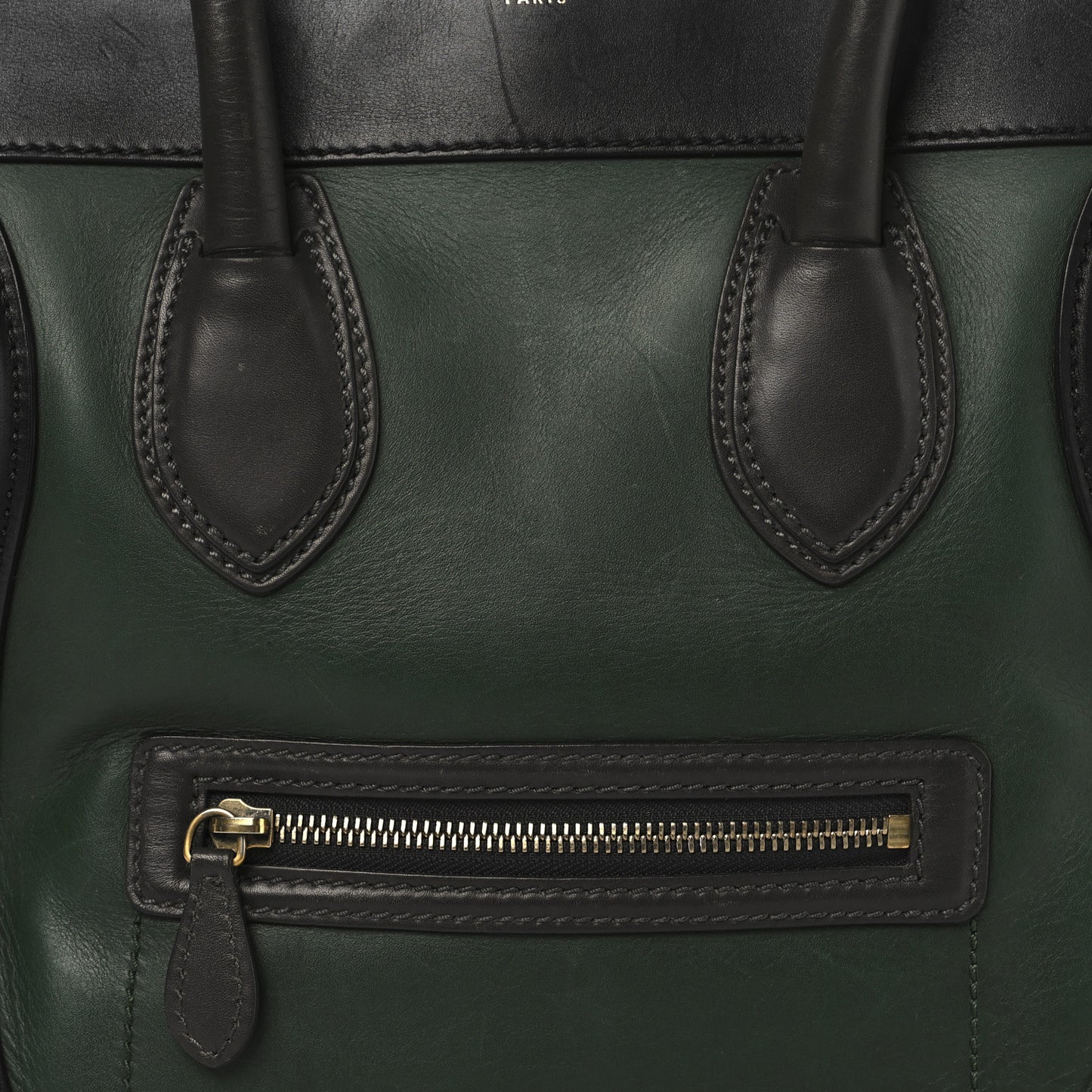 Smooth Calfskin Mini Bi-Color Luggage Forest Black