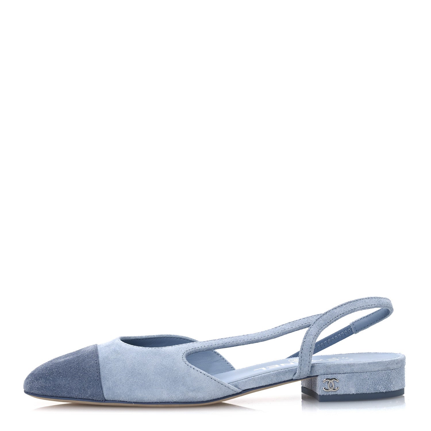 Chanel Suede Cap Toe CC Coco Slingback Pumps 36 Light Blue 1 of 11
