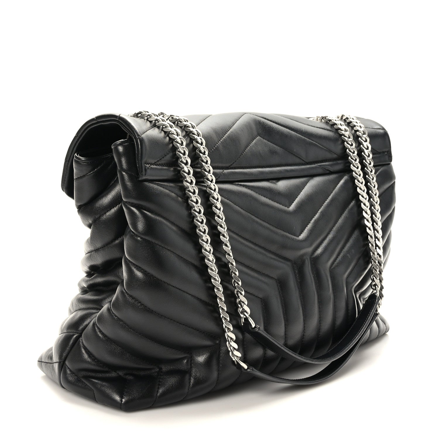 Saint Laurent Calfskin Y Quilted Monogram Large Loulou Chain Satchel Black 3 of 9
