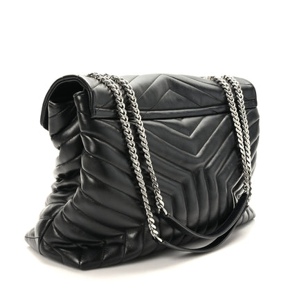 Saint Laurent Calfskin Y Quilted Monogram Large Loulou Chain Satchel Black 3 of 9