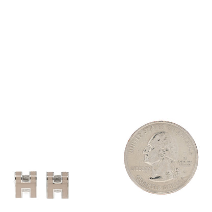 Hermes Palladium Lacquered Mini Pop H Earrings Marron Glace 2 of 6