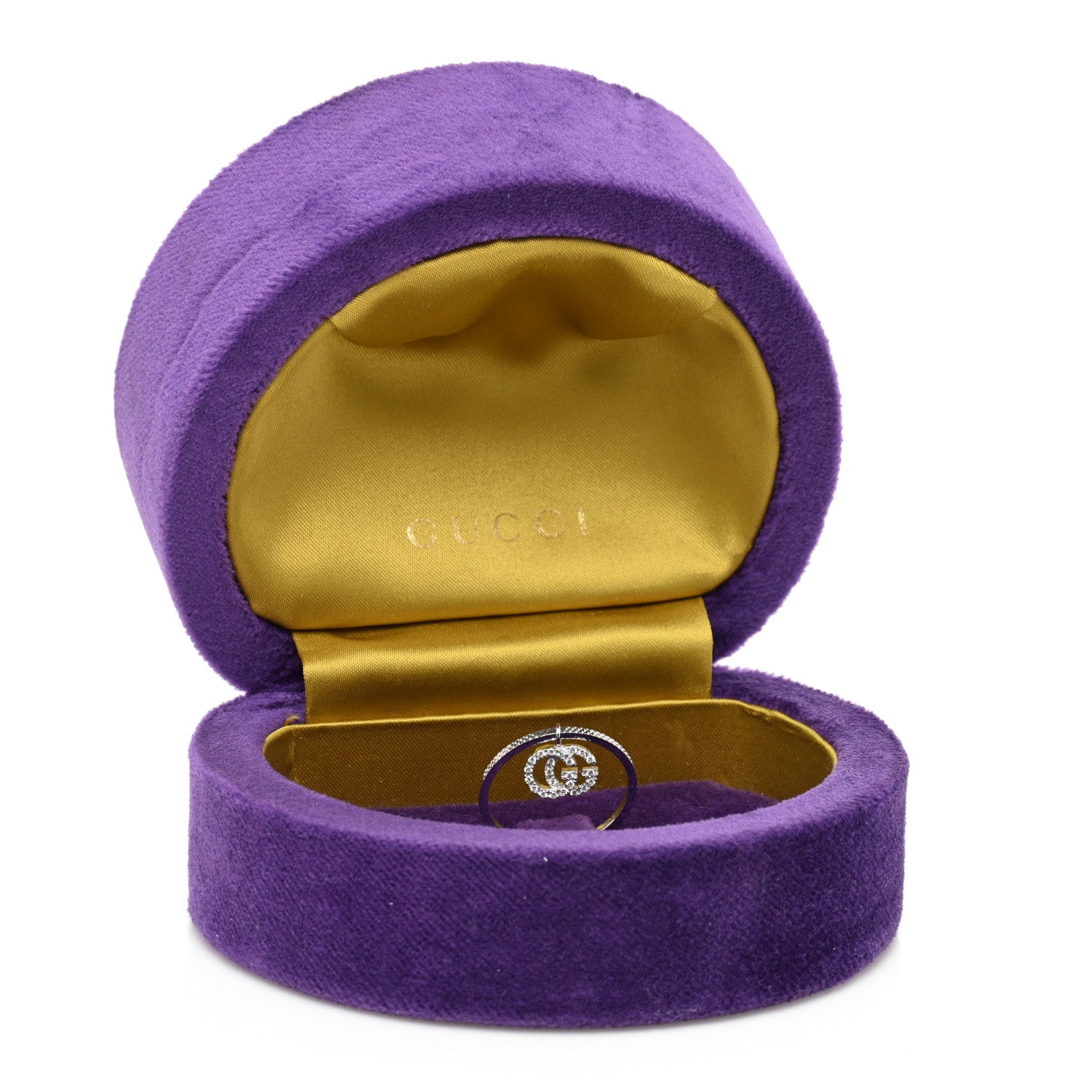 Gucci 18K White Gold Diamond Running G Charm Ring 54 6.75 5 of 5