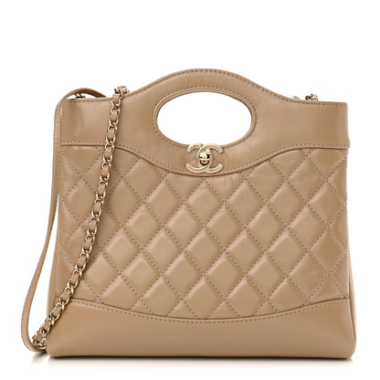 Chanel Shiny Crumpled Calfskin Quilted Mini 31 Shopping Bag Beige 1 of 11