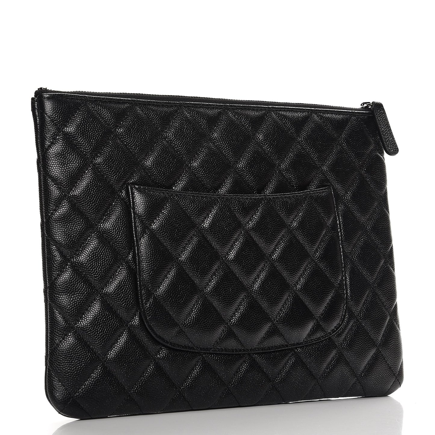 Metallic Caviar Quilted Medium Cosmetic Case Black