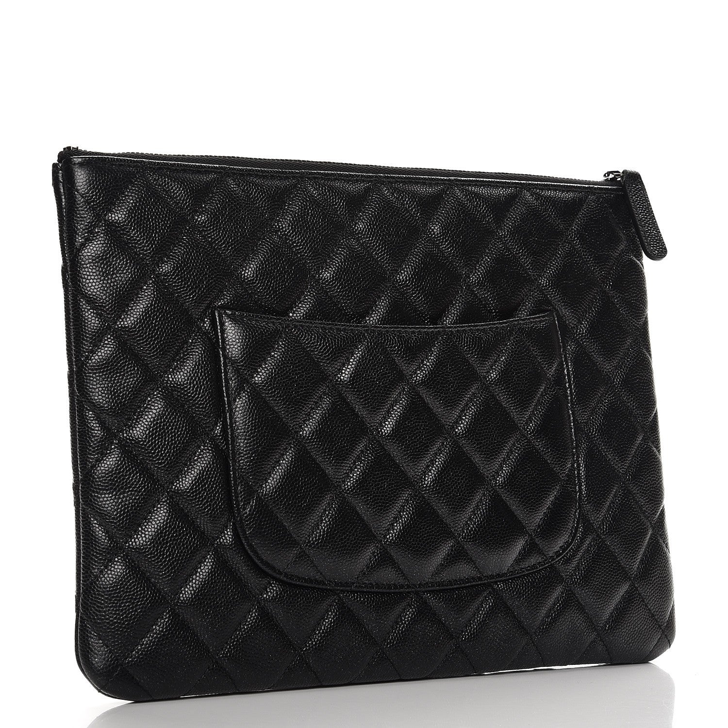 Chanel Metallic Caviar Quilted Medium Cosmetic Case Black 3 of 9
