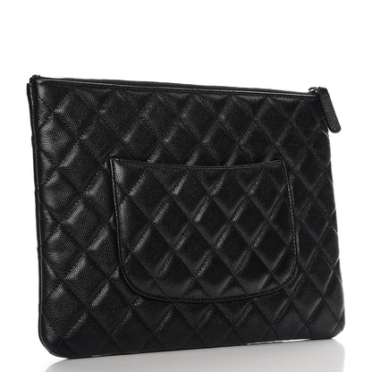Chanel Metallic Caviar Quilted Medium Cosmetic Case Black 3 of 9