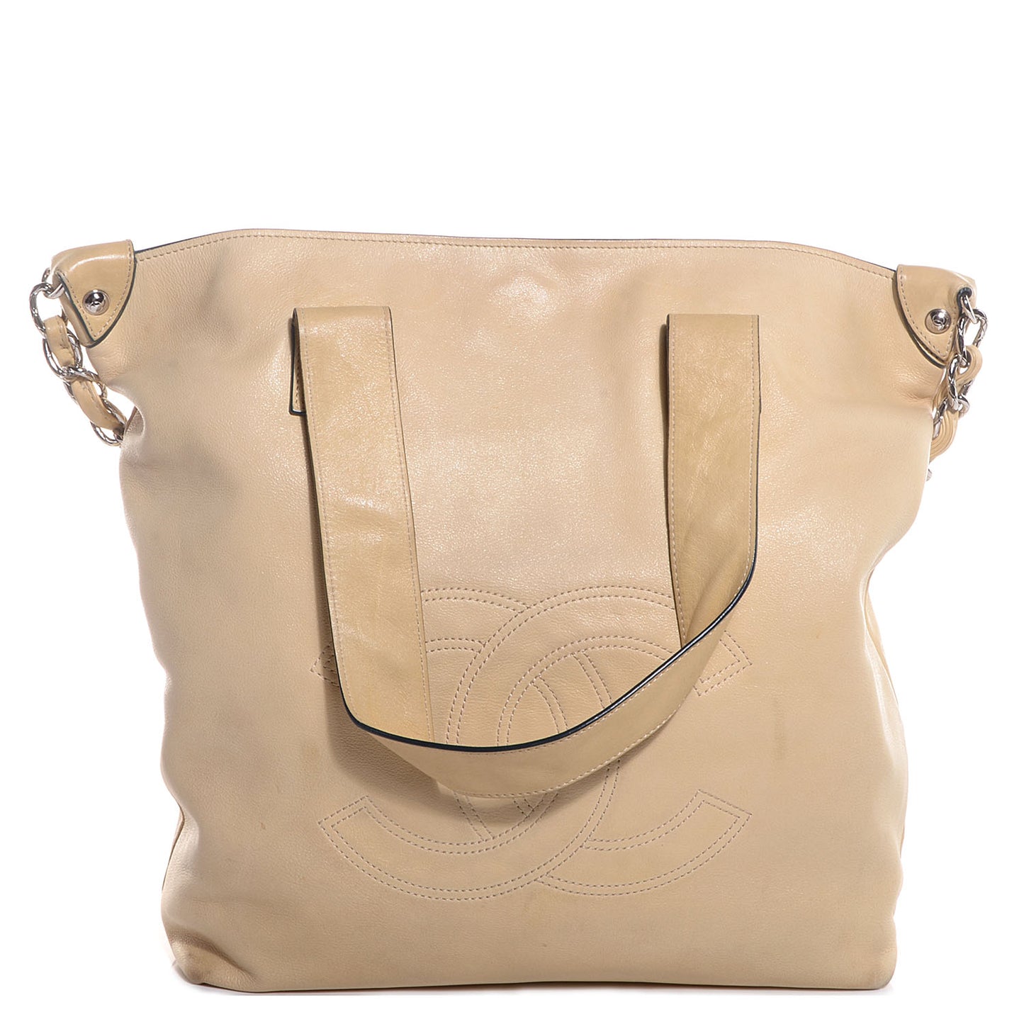 Lambskin North South Edgy Tote Beige