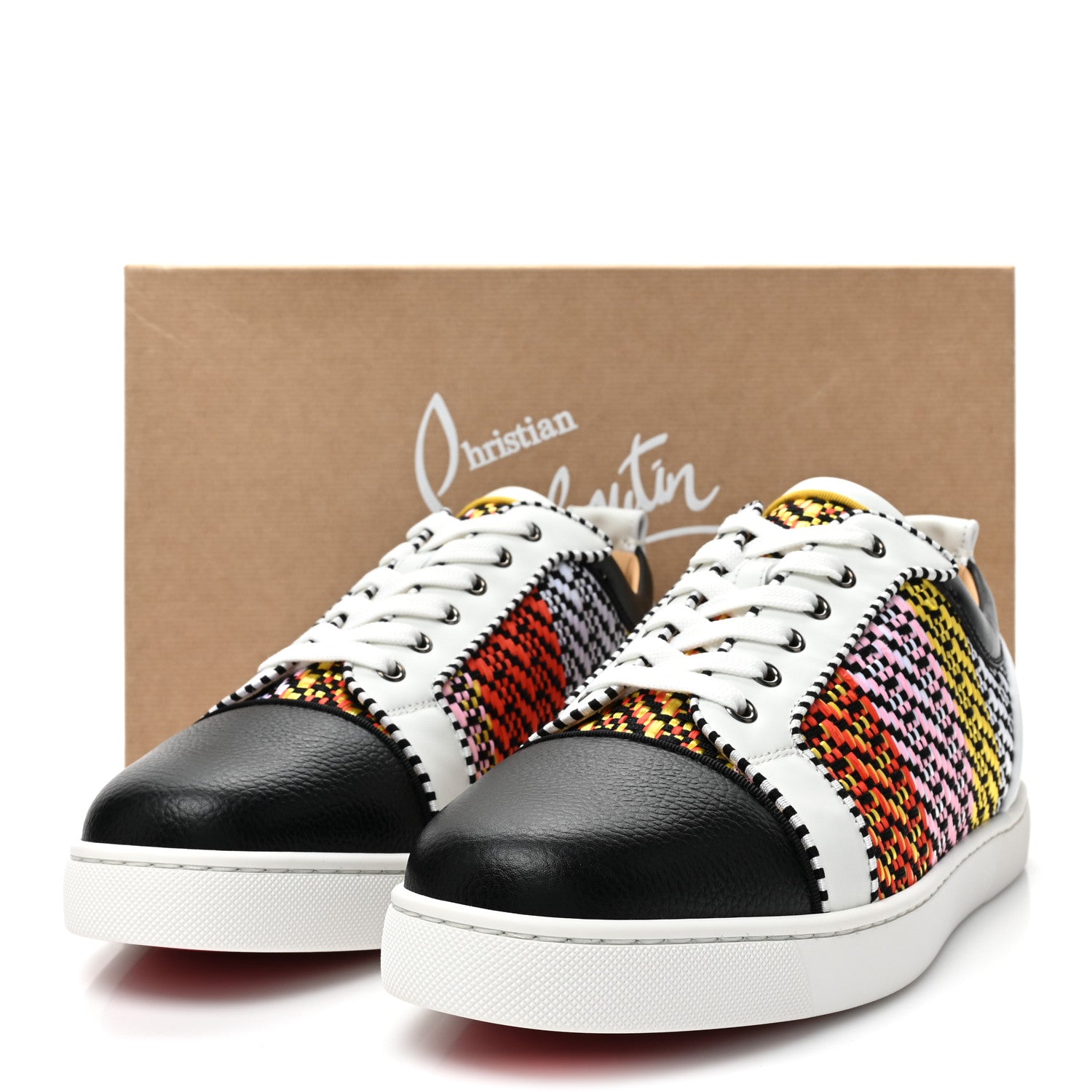 Christian Louboutin Nappa Raphia Bistrot Mens Louis Junior Orlato Flat Sneakers 44 Multicolor 10 of 10