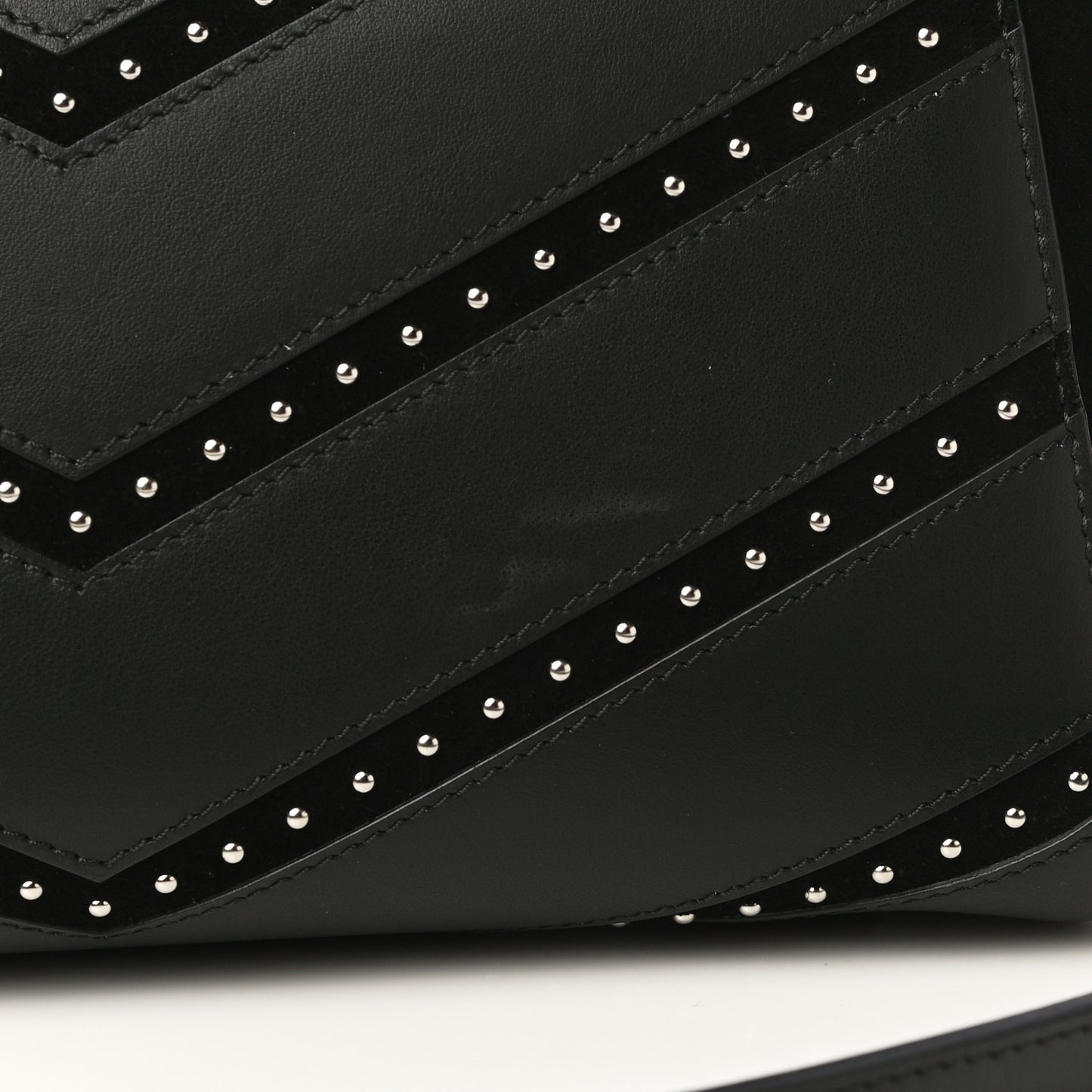 Calfskin Suede Small Studded Chevron Antigona Black