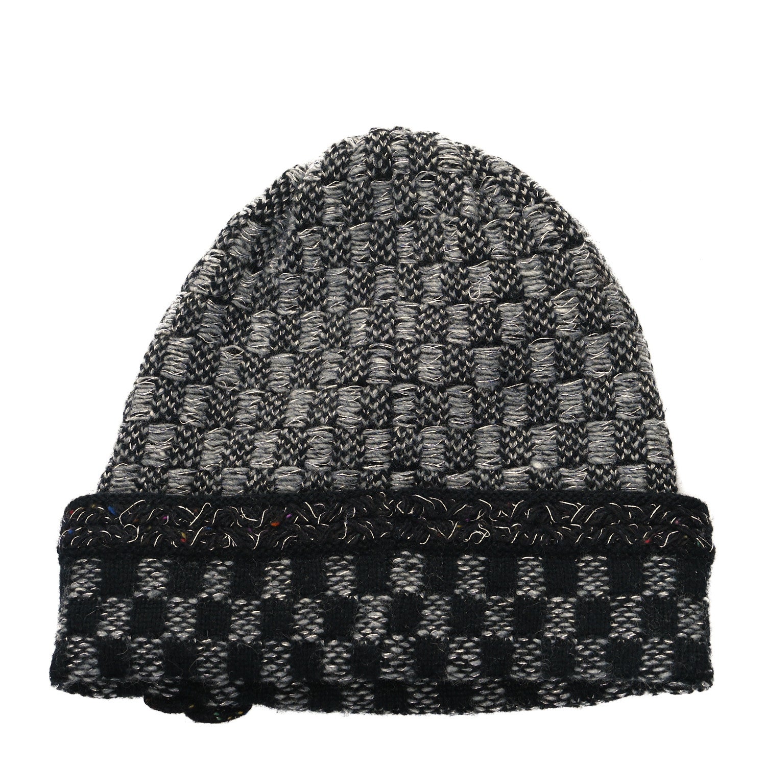 Chanel Cashmere Blend CC Beanie Hat Grey Black 2 of 4