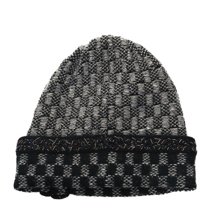Chanel Cashmere Blend CC Beanie Hat Grey Black 2 of 4