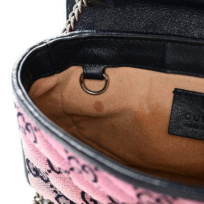 Gucci Monogram Multicolor Matelasse Diagonal Super Mini GG Marmont Shoulder Bag Pink Blue 14 of 15