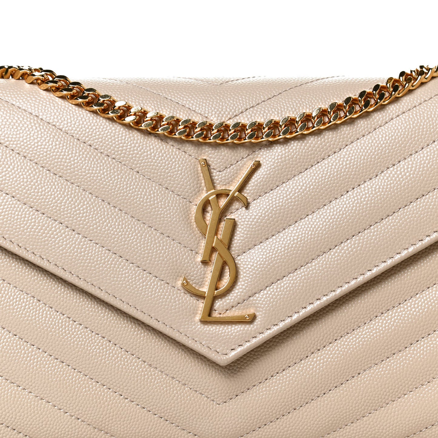 Grain De Poudre Matelasse Chevron Monogram Chain Wallet Nude Powder