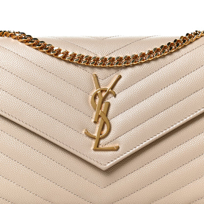 Saint Laurent Grain De Poudre Matelasse Chevron Monogram Chain Wallet Nude Powder 9 of 11
