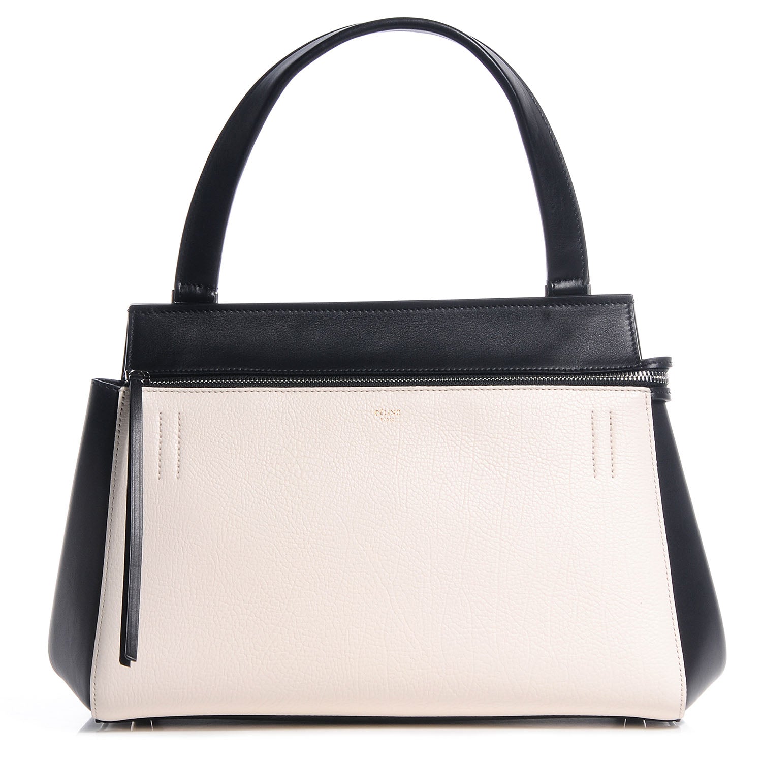 Celine Textured Calfskin Small Bi-Color Edge Shoulder Bag Black Cream 1 of 7